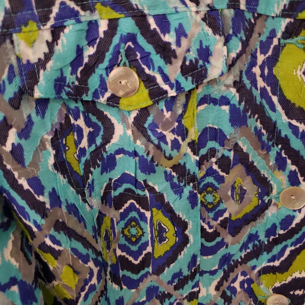 Ruby Rd 16 Women's Blue Green Button Front Blouse… - image 3